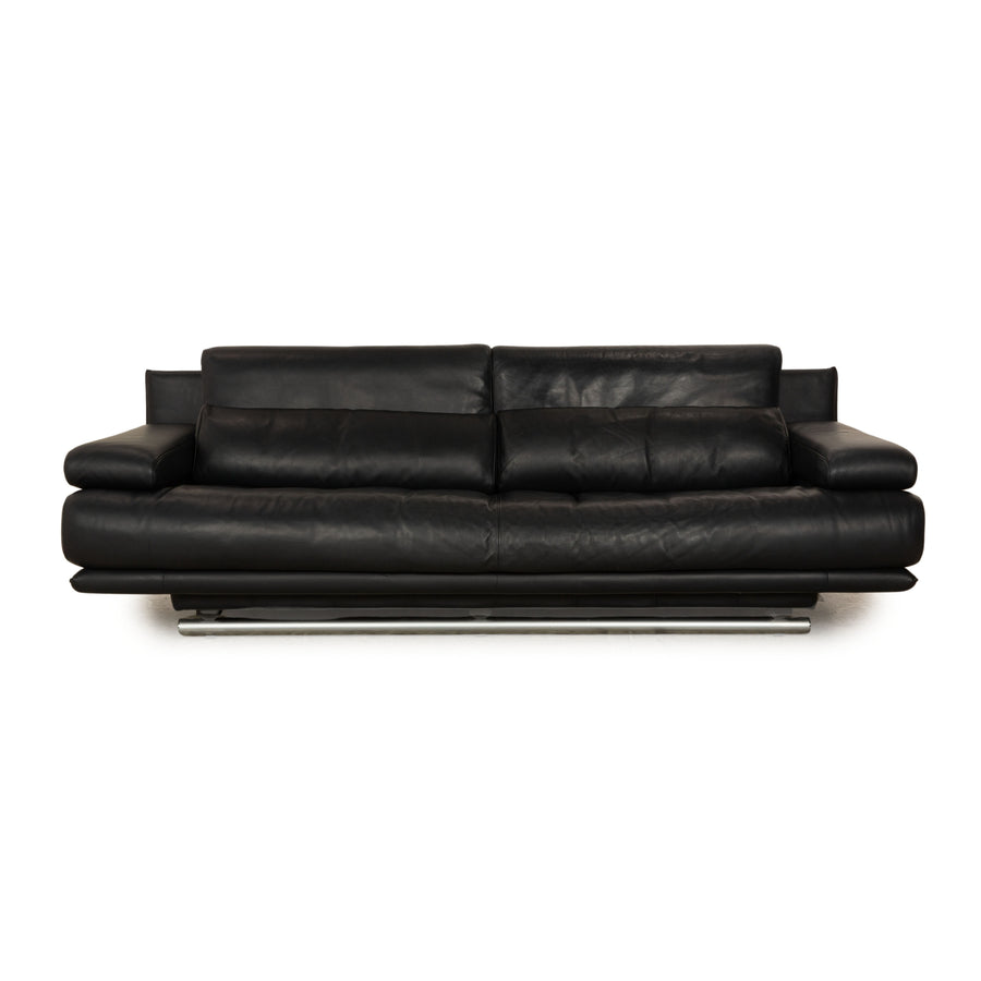 Rolf Benz 6500 Leder Dreisitzer Dunkelblau Sofa Couch manuelle Funktion