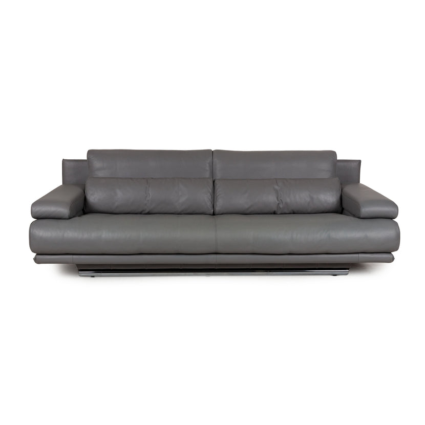 Rolf Benz 6500 Leder Dreisitzer Grau Sofa Couch