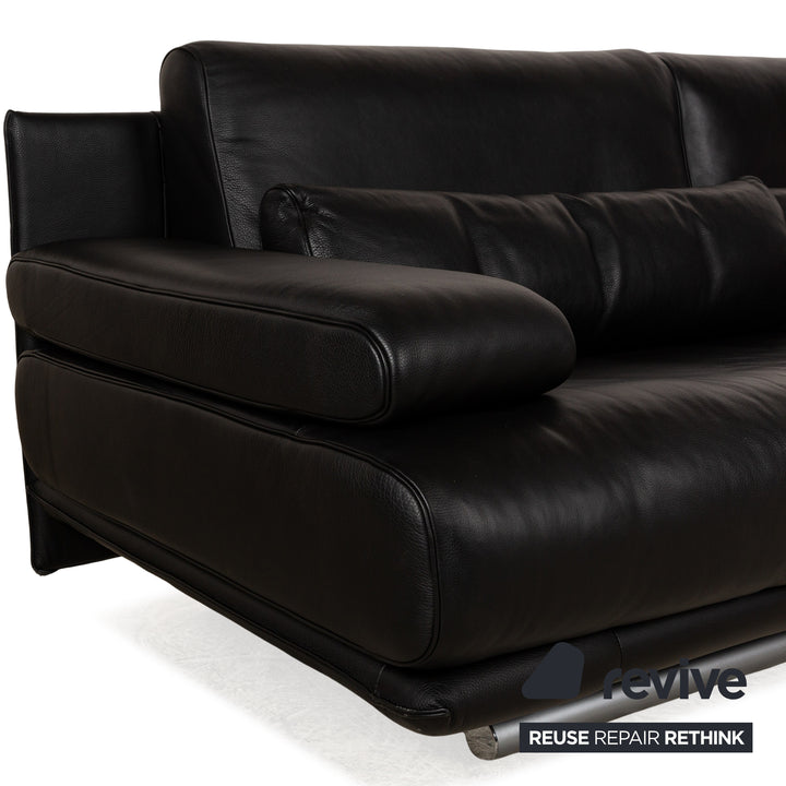 Rolf Benz 6500 leather three-seater black sofa couch