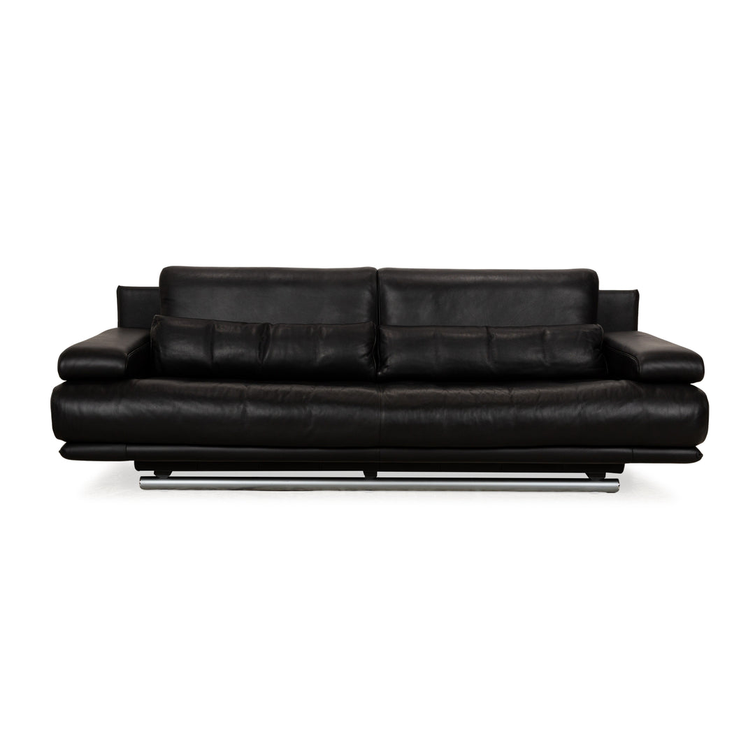 Rolf Benz 6500 leather three-seater black sofa couch