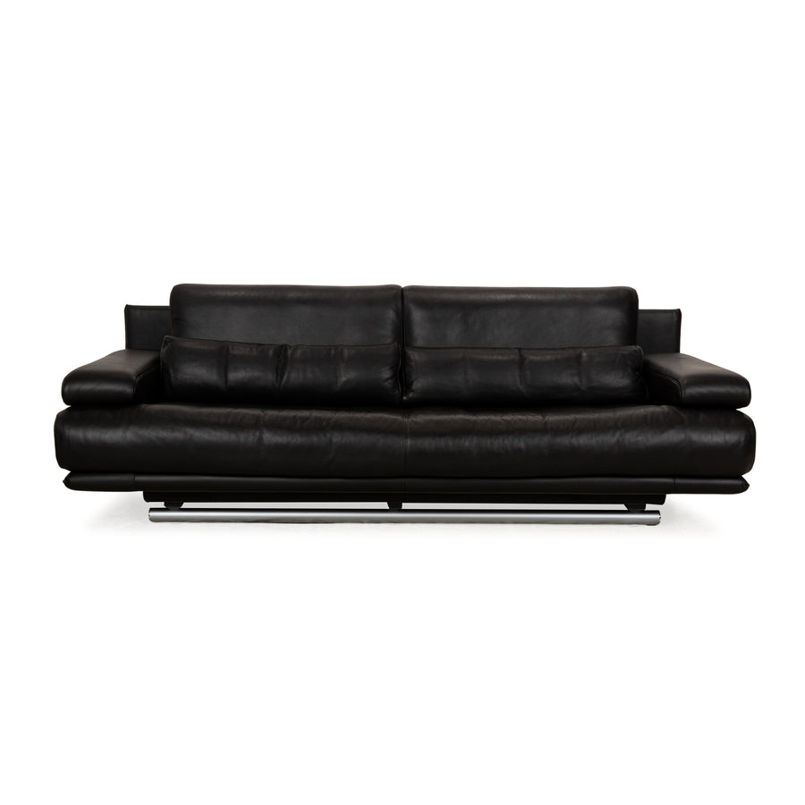 Rolf Benz 6500 Leder Dreisitzer Schwarz Sofa Couch