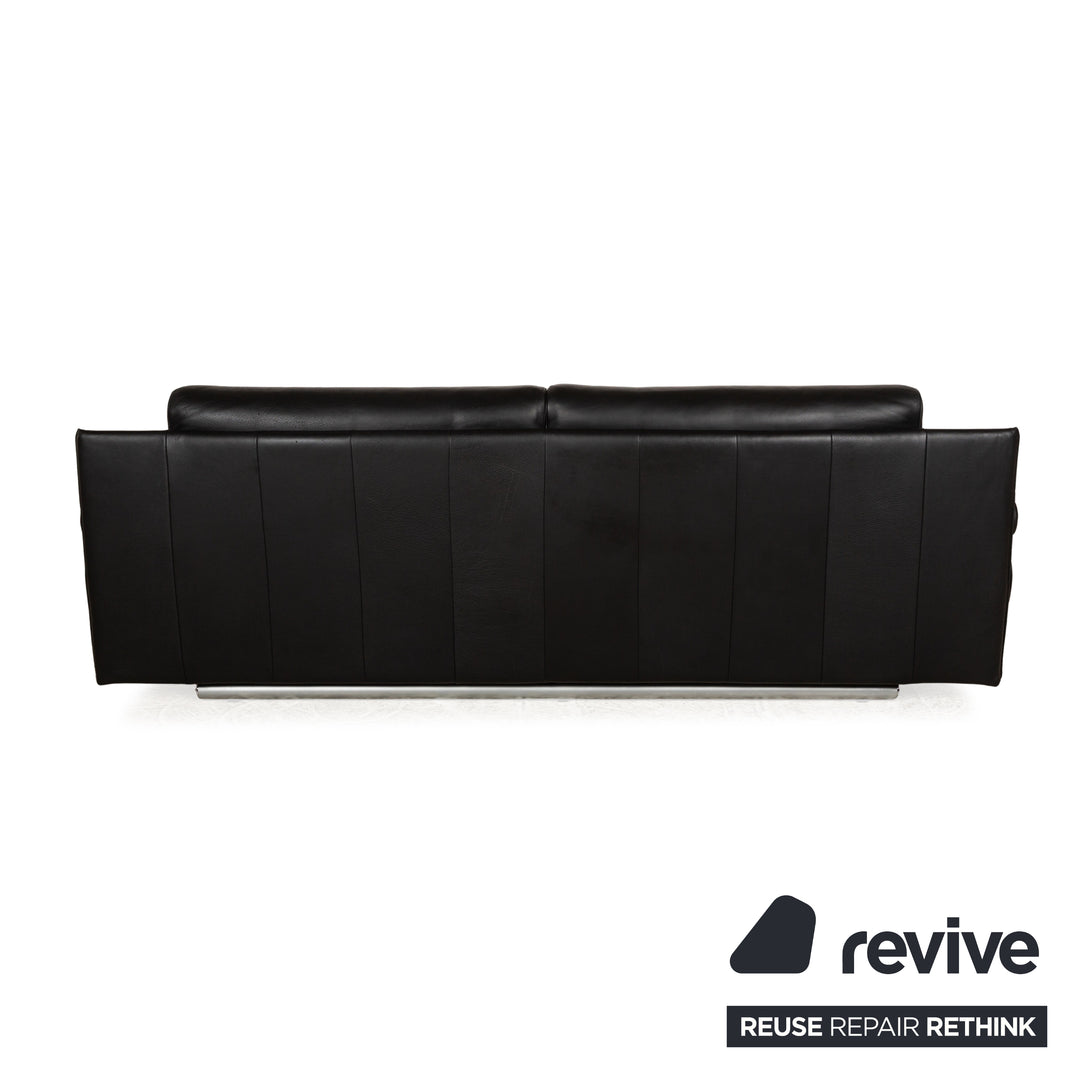 Rolf Benz 6500 Leder Dreisitzer Schwarz Sofa Couch