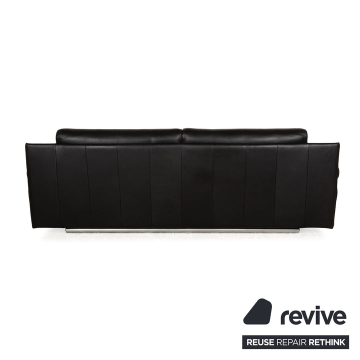 Rolf Benz 6500 leather three-seater black sofa couch