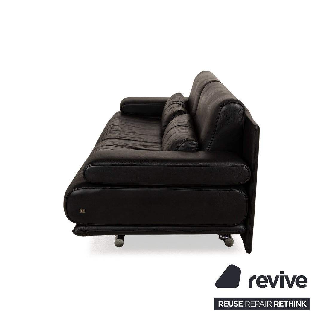 Rolf Benz 6500 leather three-seater black sofa couch