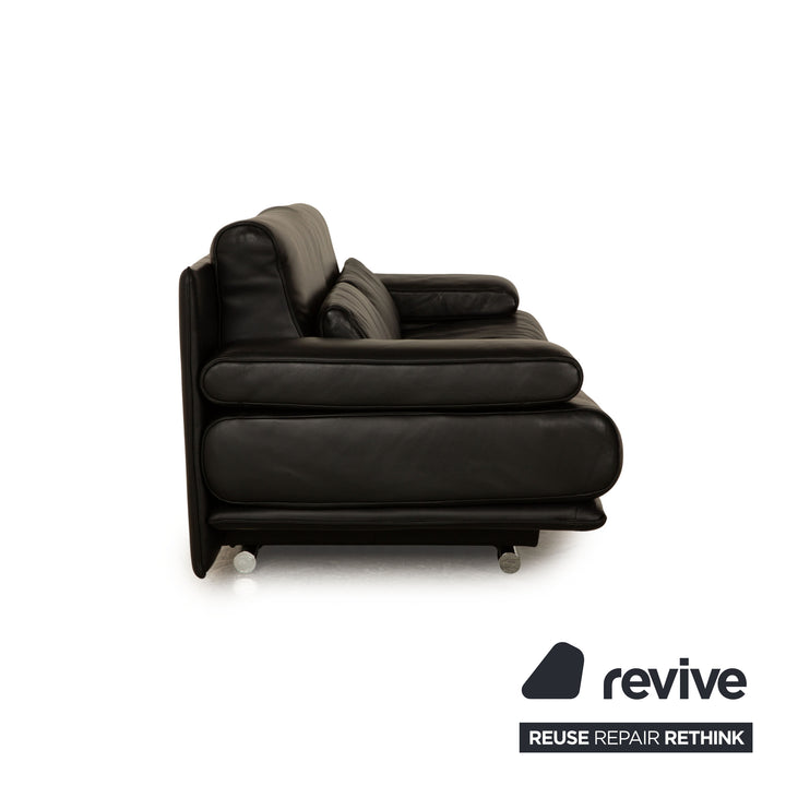 Rolf Benz 6500 leather three-seater black sofa couch manual function