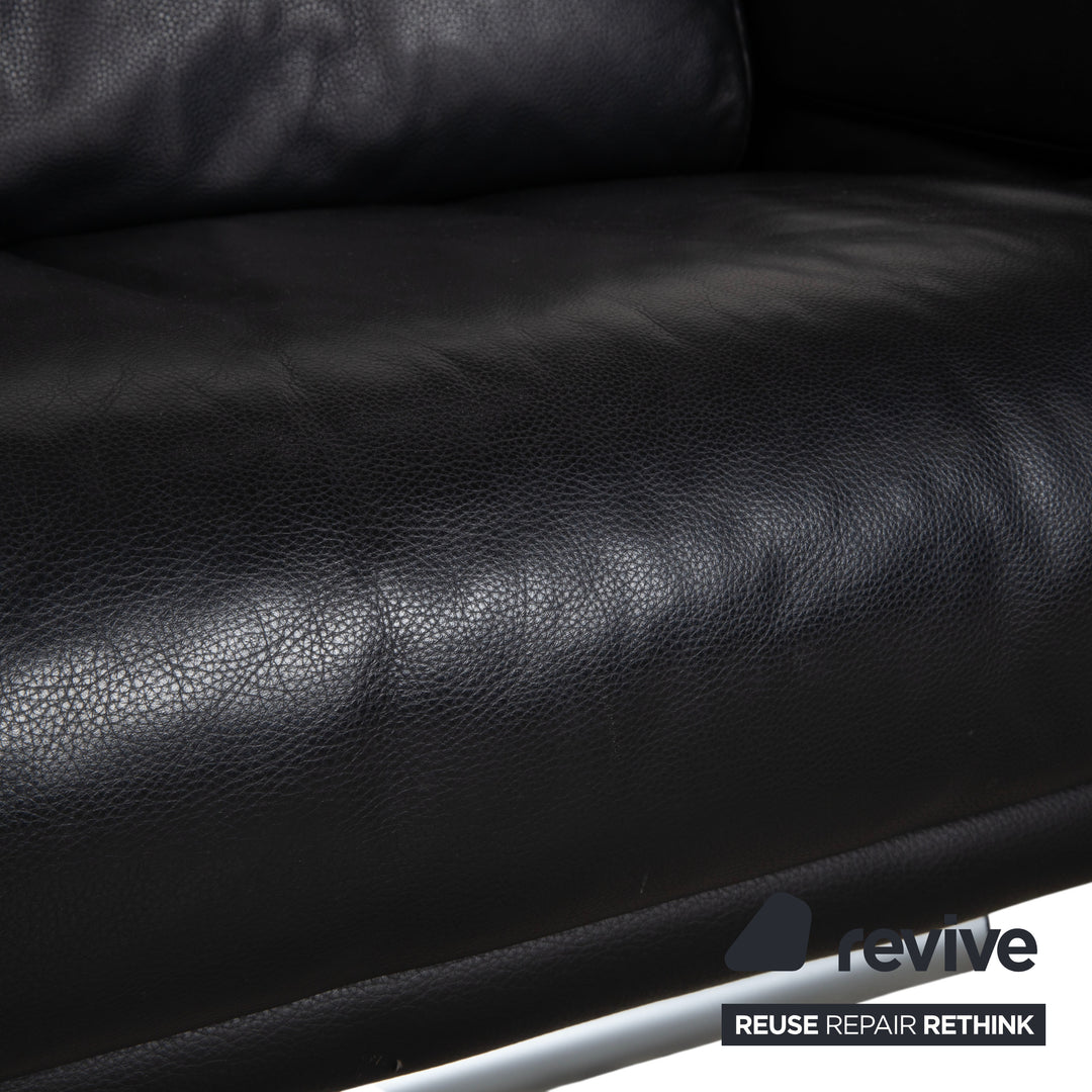 Rolf Benz 6500 leather three-seater black sofa couch manual function