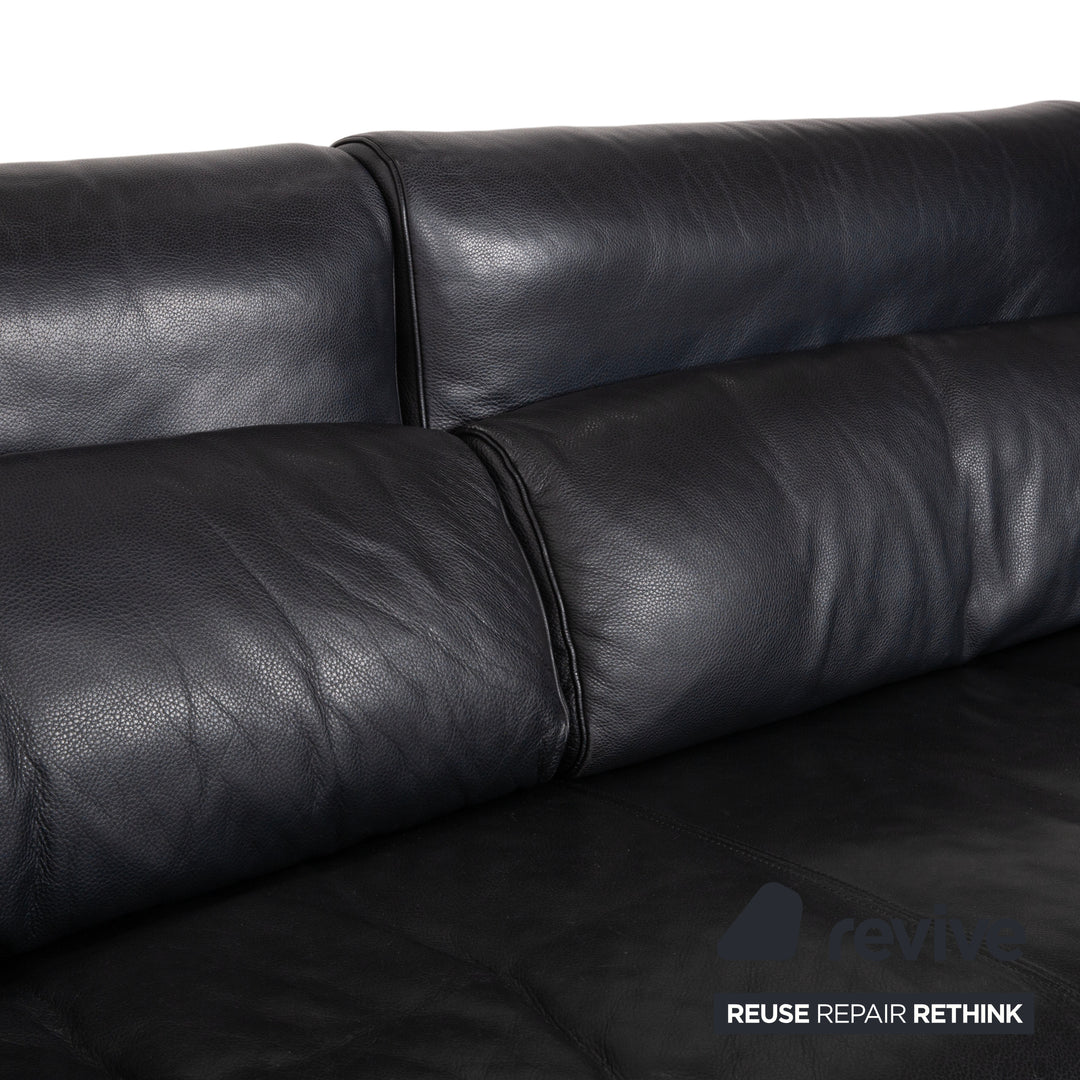 Rolf Benz 6500 leather three-seater black sofa couch manual function