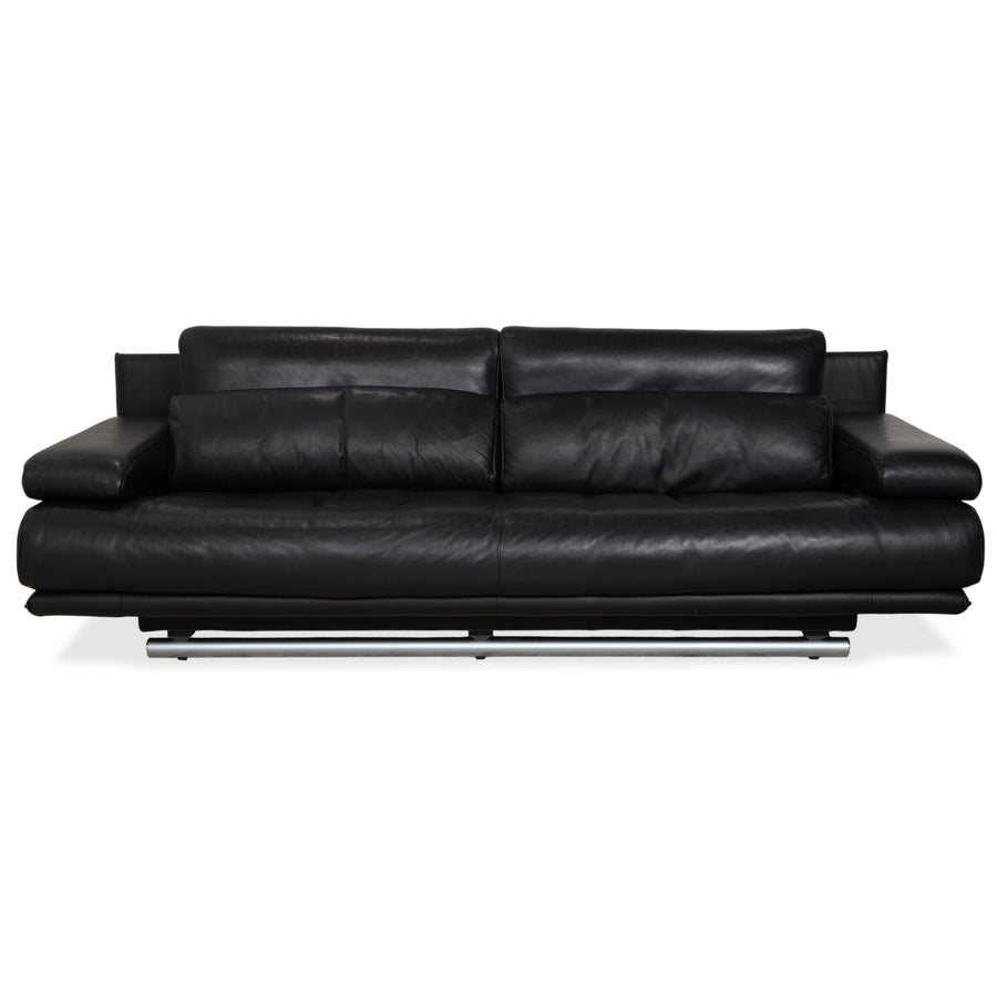 Rolf Benz 6500 leather three-seater black sofa couch manual function