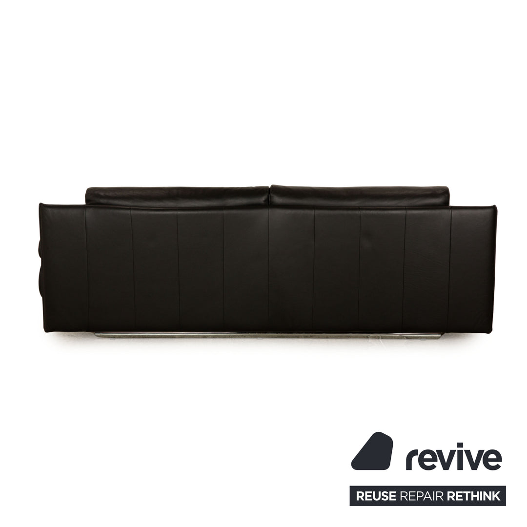 Rolf Benz 6500 leather three-seater black sofa couch manual function