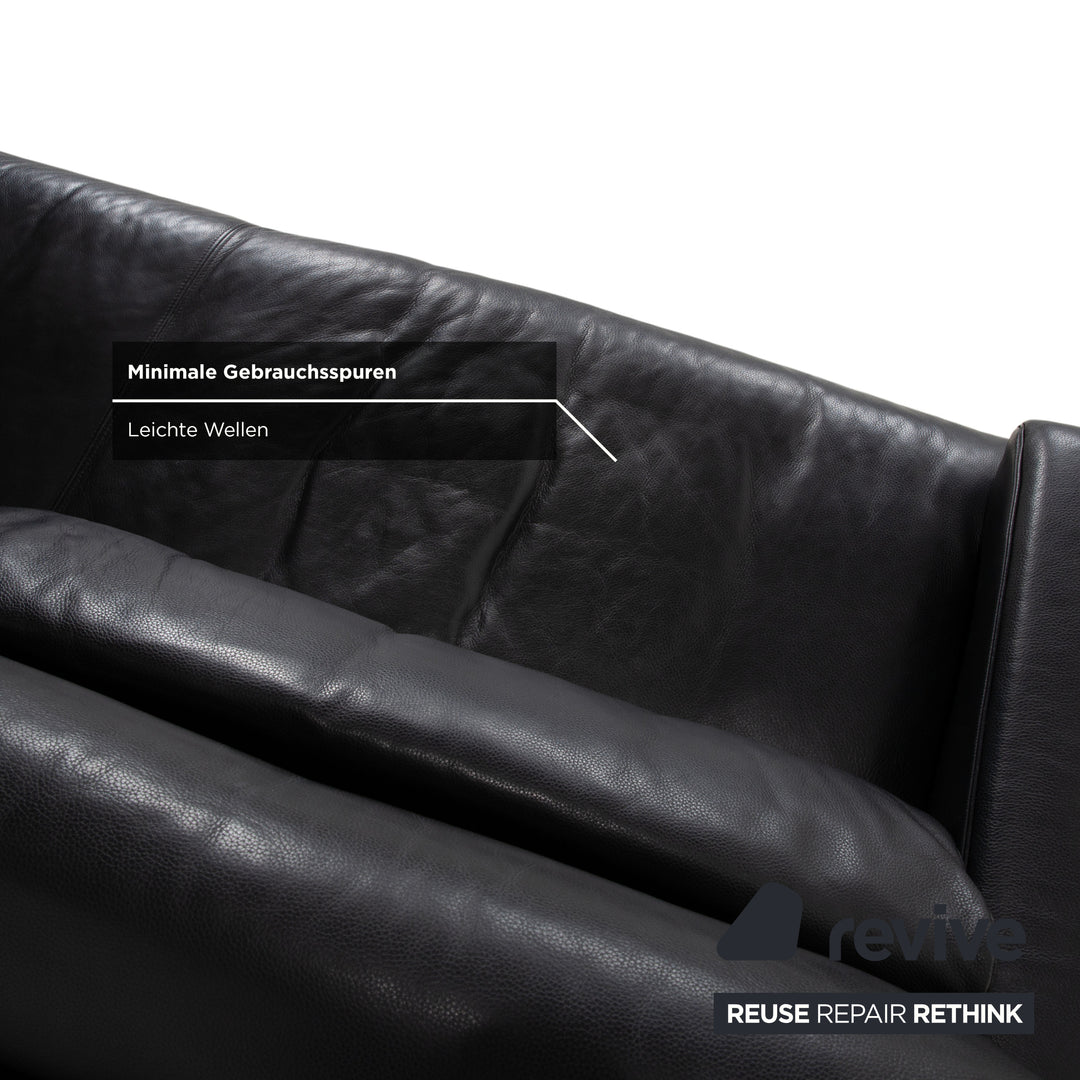 Rolf Benz 6500 leather three-seater black sofa couch manual function