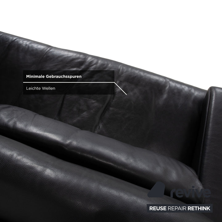 Rolf Benz 6500 leather three-seater black sofa couch manual function