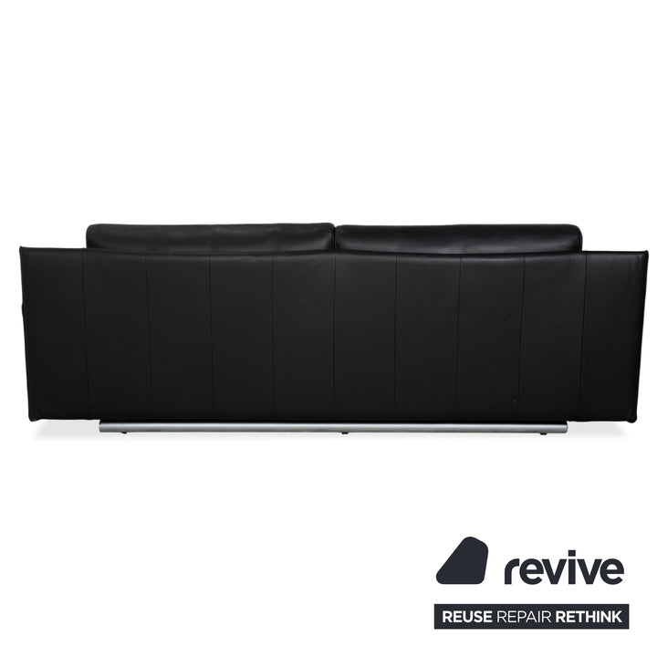 Rolf Benz 6500 leather three-seater black sofa couch manual function