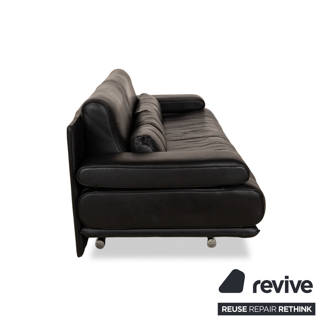 Rolf Benz 6500 Leder Dreisitzer Schwarz Sofa Couch