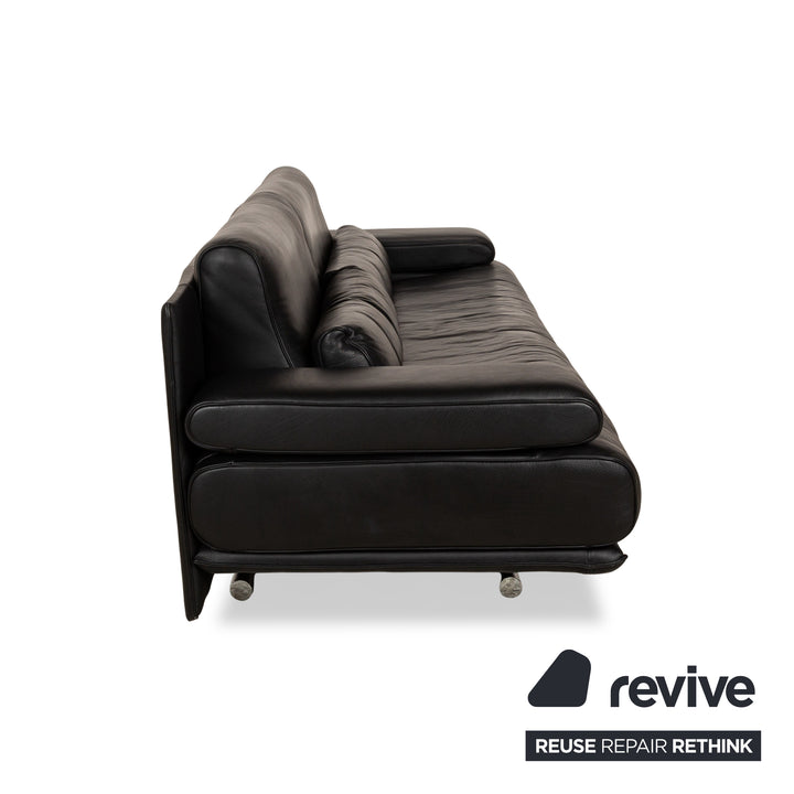 Rolf Benz 6500 leather three-seater black sofa couch