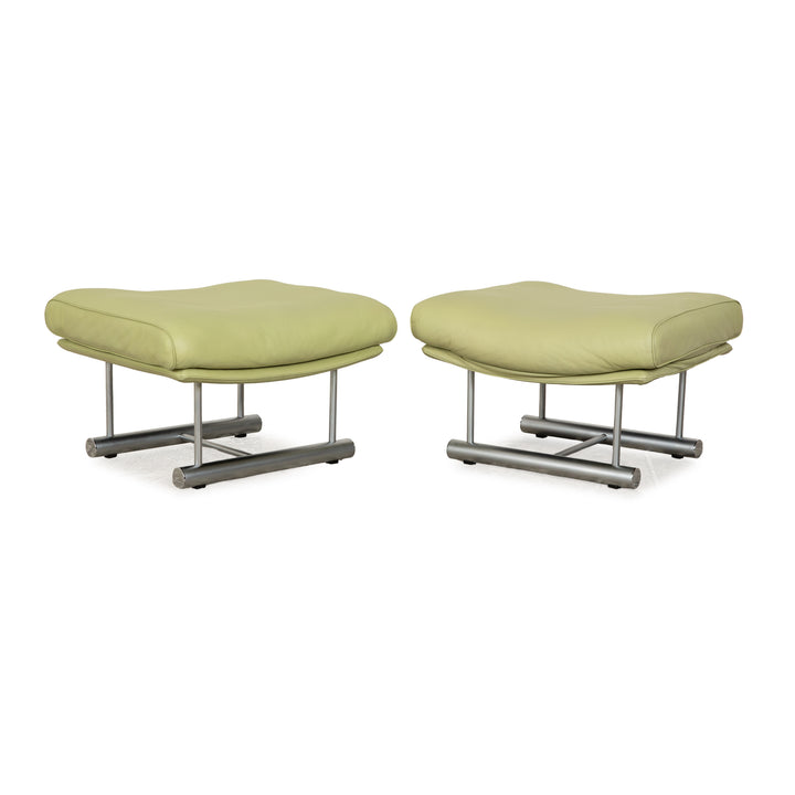 Rolf Benz 6500 Leder Garnitur Grün Gelb 2x Hocker