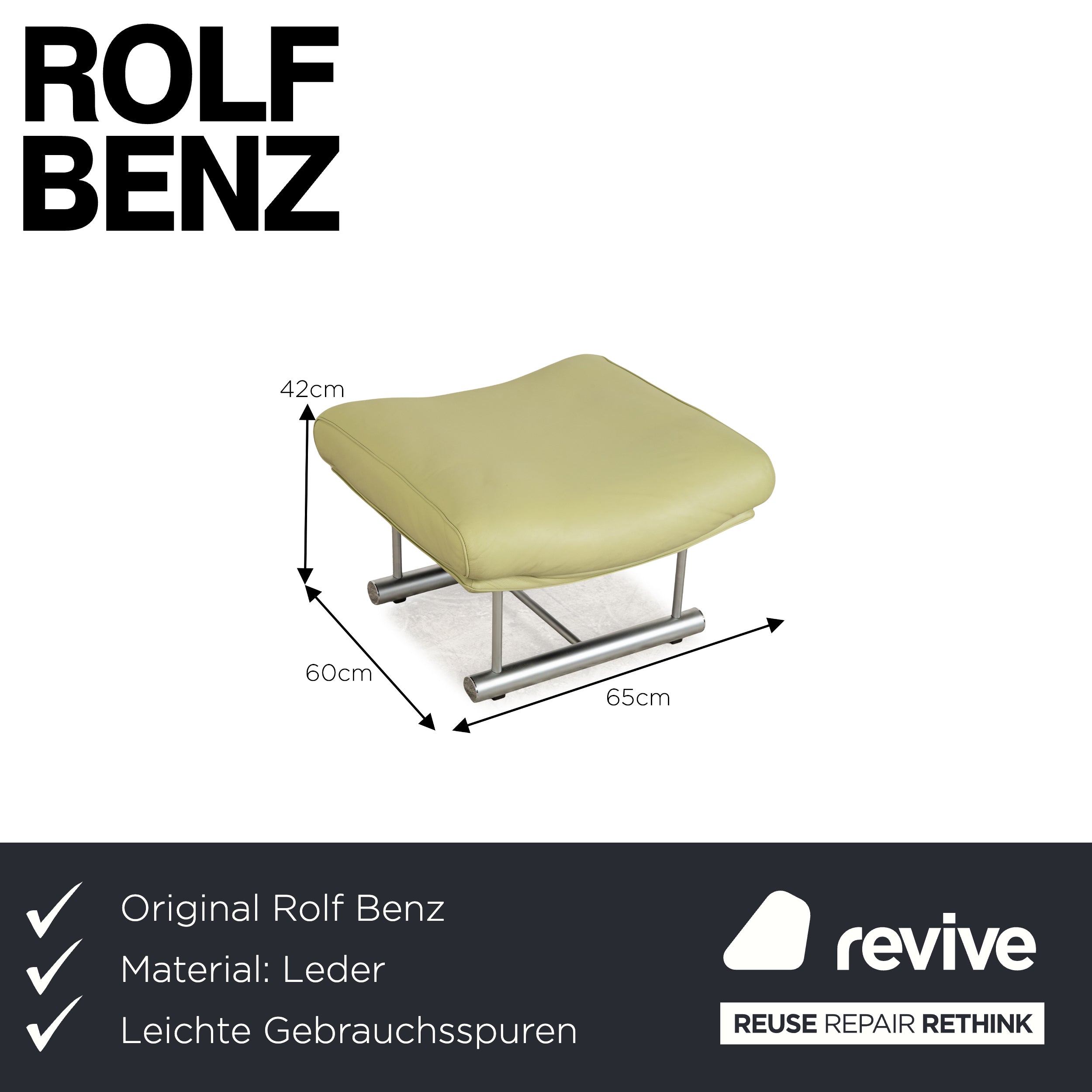 Rolf Benz 6500 Leder Hocker Grün Gelb