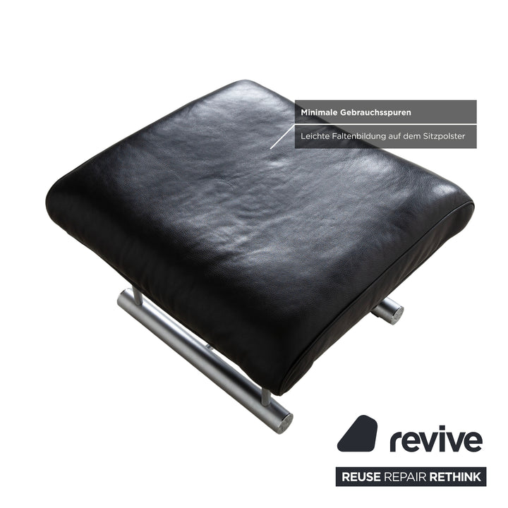 Rolf Benz 6500 Leder Hocker Schwarz