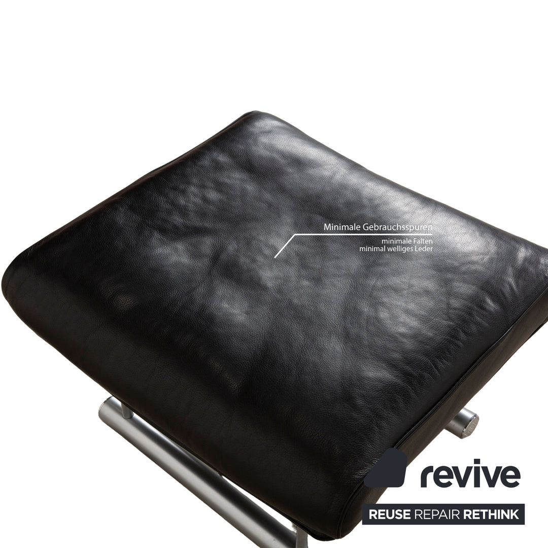 Rolf Benz 6500 Leder Hocker Schwarz