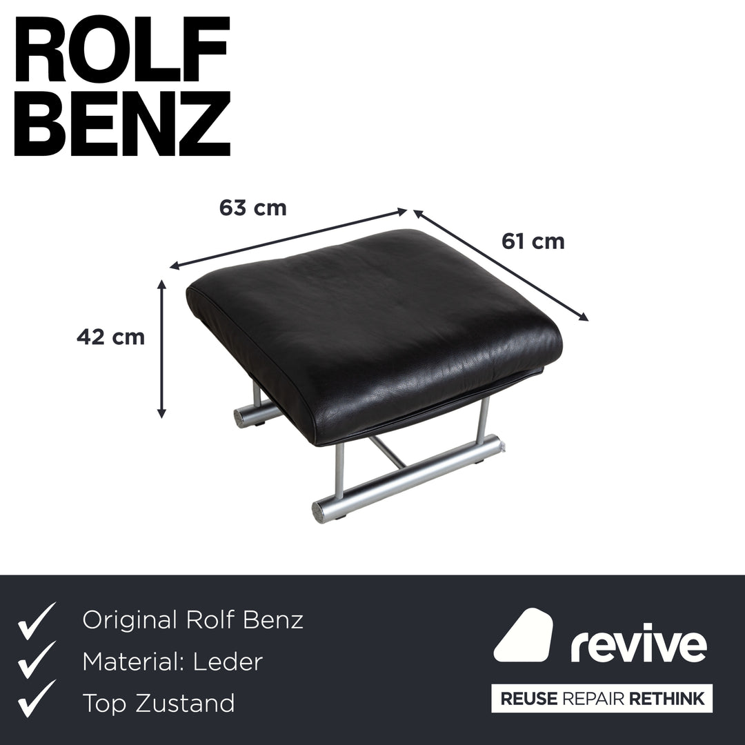 Rolf Benz 6500 Leder Hocker Schwarz