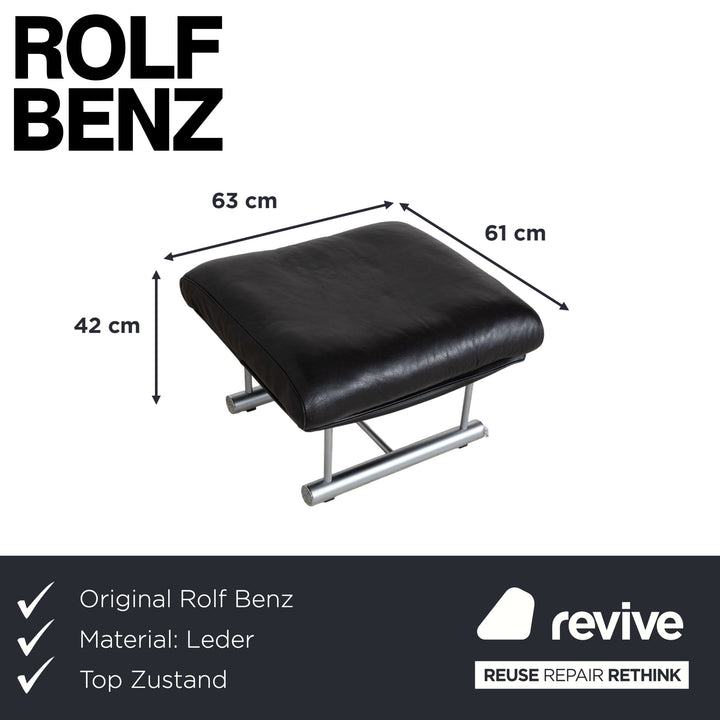 Rolf Benz 6500 Leder Hocker Schwarz