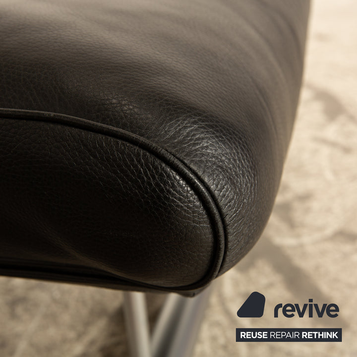 Rolf Benz 6500 Leder Hocker Schwarz