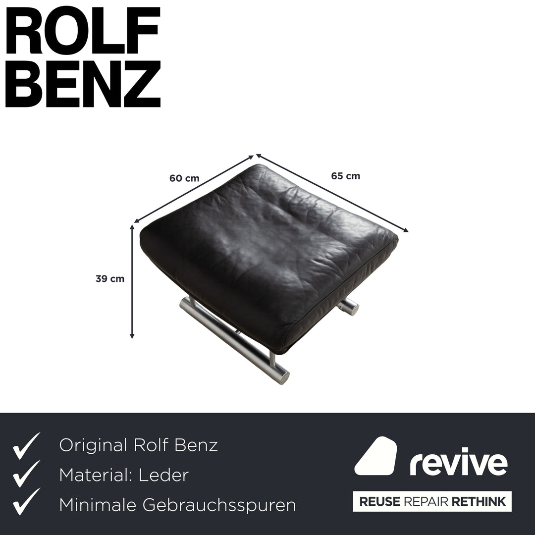 Tabouret en cuir Rolf Benz 6500 noir