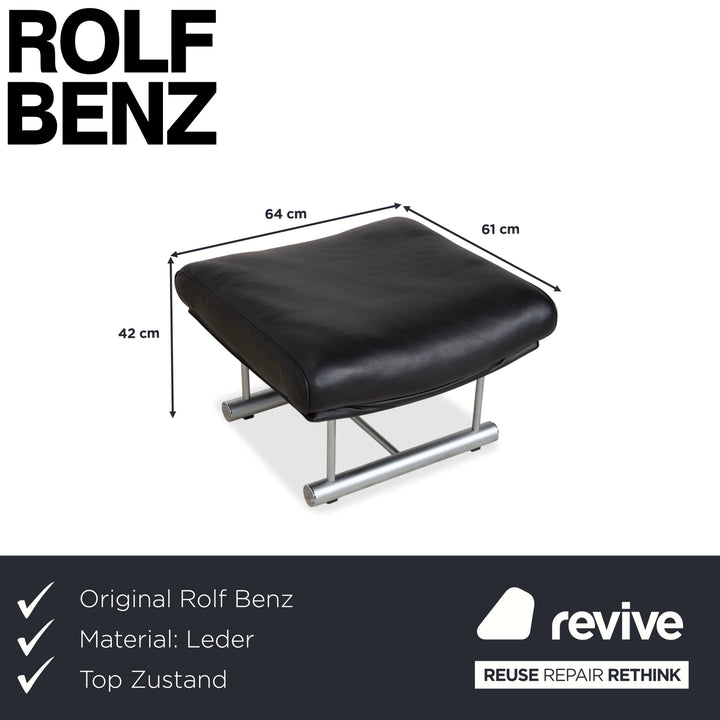 Rolf Benz 6500 Leder Hocker Schwarz