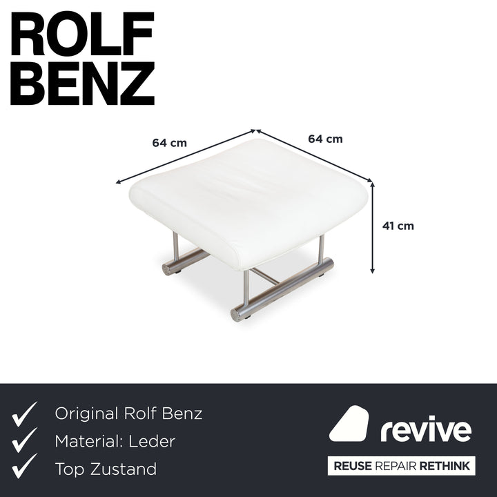 Rolf Benz 6500 Leder Hocker Weiß