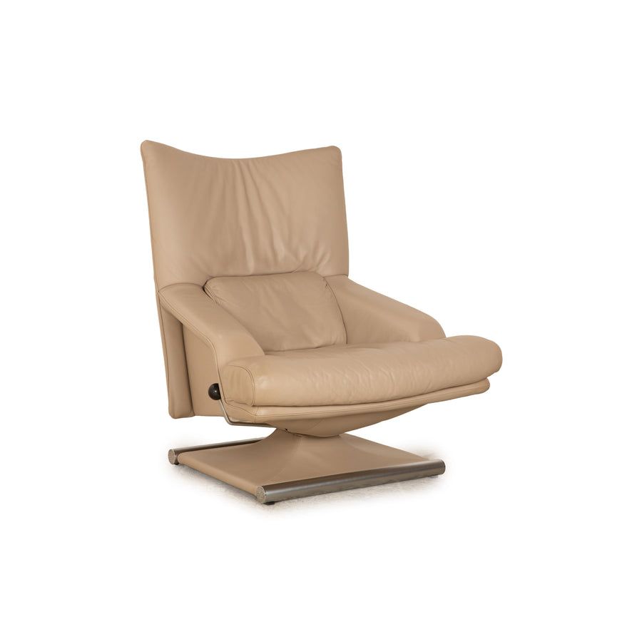 Rolf Benz 6500 Leather Armchair Beige Taupe Swivel Function