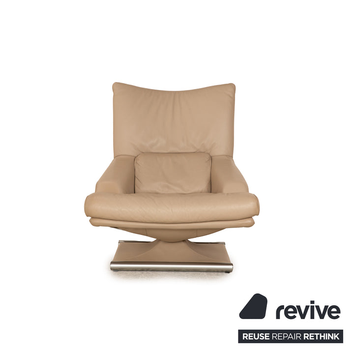 Rolf Benz 6500 Leather Armchair Beige Taupe Swivel Function