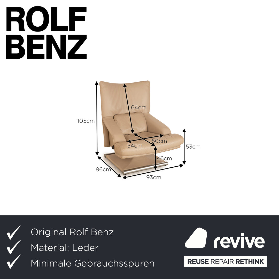 Rolf Benz 6500 Leder Sessel Beige Taupe Drehfunktion
