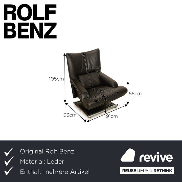Rolf Benz 6500 Leder Sessel Garnitur Schwarz mit manueller Drehfunktion Semianlininleder