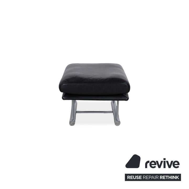 Rolf Benz 6500 Leather Armchair incl. Ottoman Black Metal