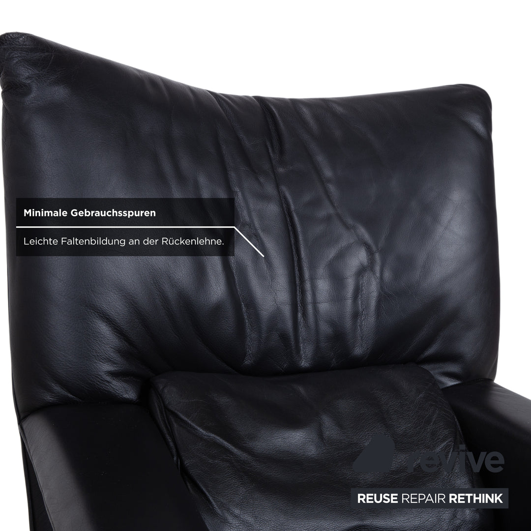 Rolf Benz 6500 Leather Armchair incl. Ottoman Black Metal