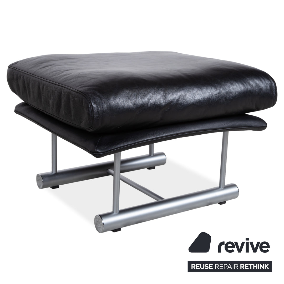 Rolf Benz 6500 Leather Armchair incl. Ottoman Black Metal