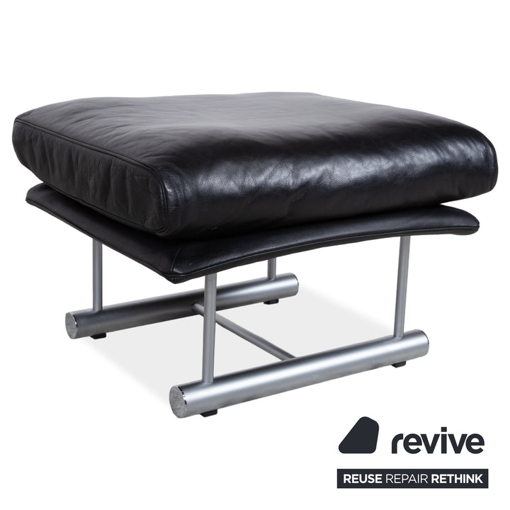 Rolf Benz 6500 Leather Armchair incl. Ottoman Black Metal