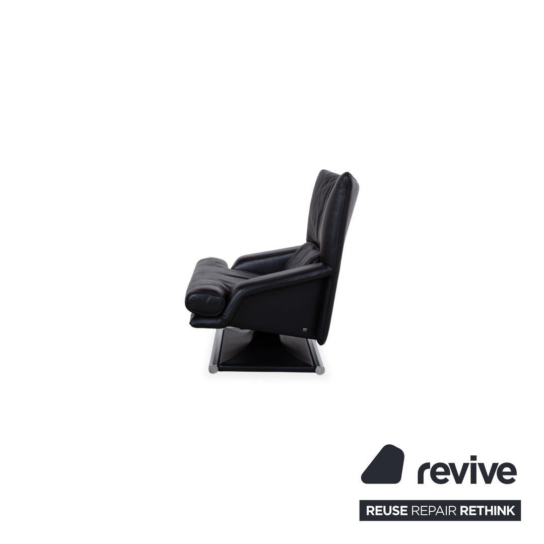 Rolf Benz 6500 Leather Armchair incl. Ottoman Black Metal