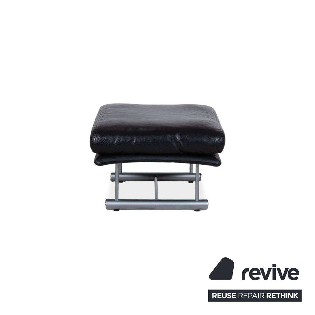 Rolf Benz 6500 Leather Armchair incl. Ottoman Black Metal