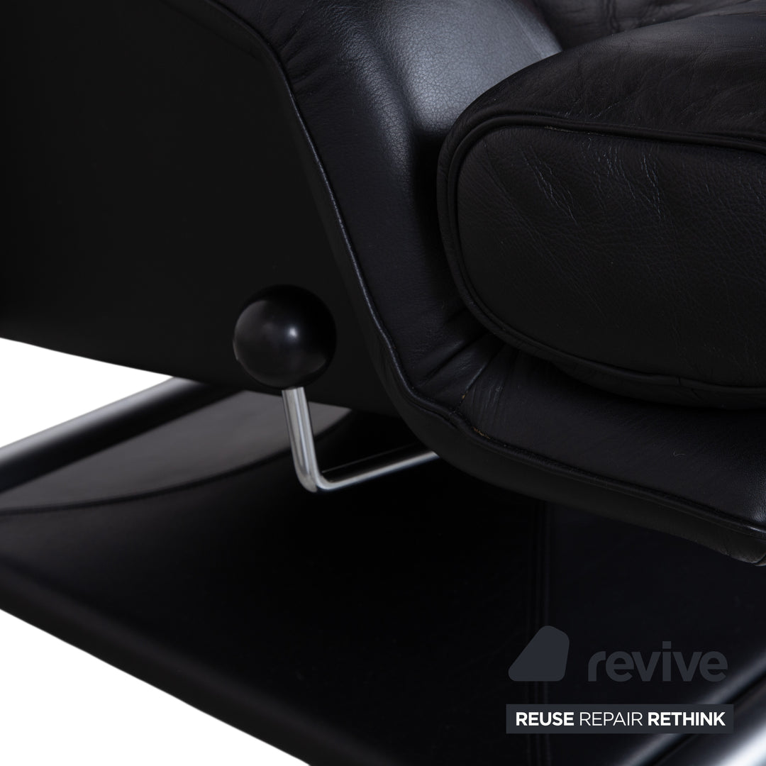 Rolf Benz 6500 Leather Armchair incl. Ottoman Black Metal