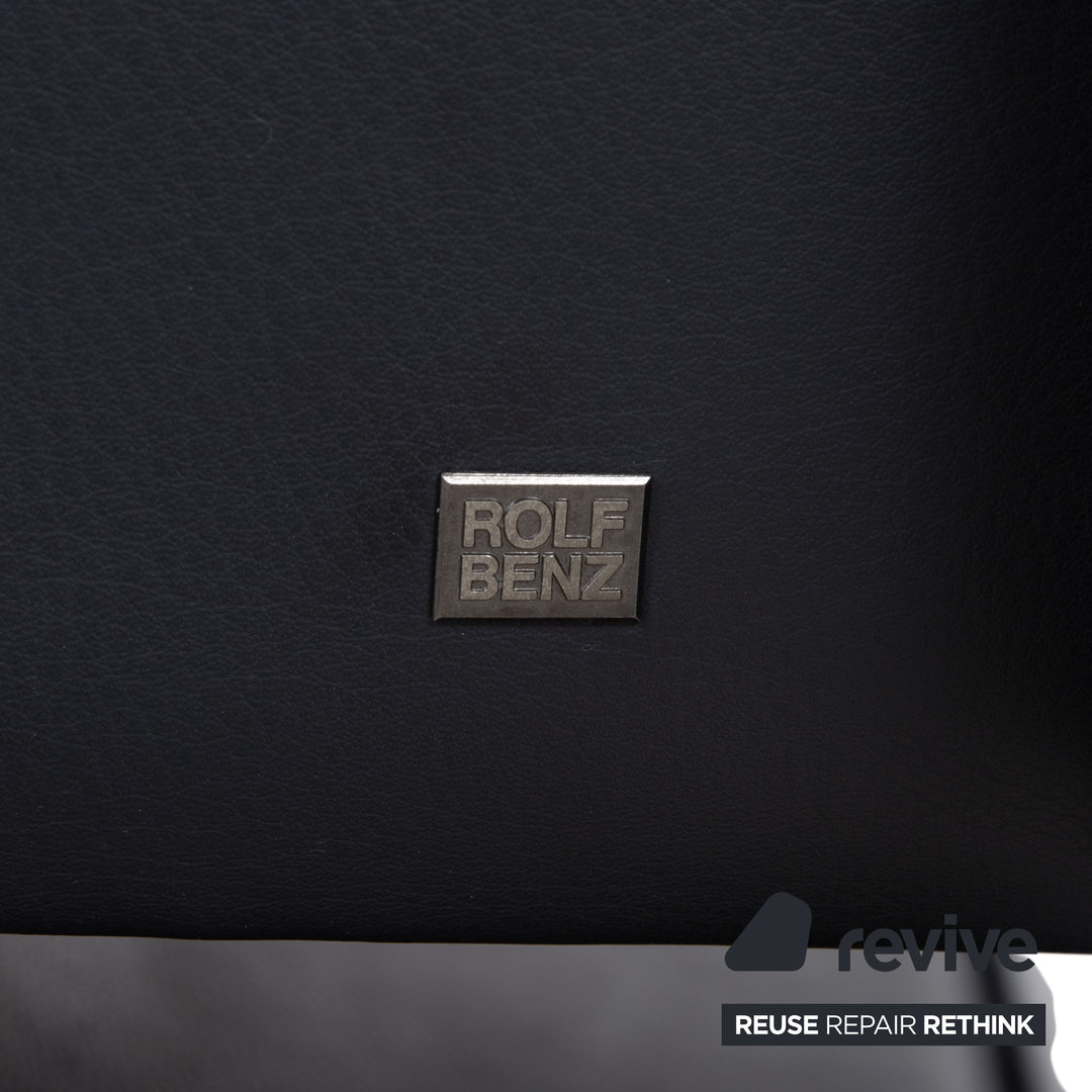 Rolf Benz 6500 Leather Armchair incl. Ottoman Black Metal