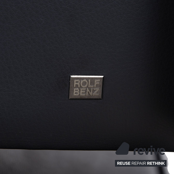 Rolf Benz 6500 Leather Armchair incl. Ottoman Black Metal