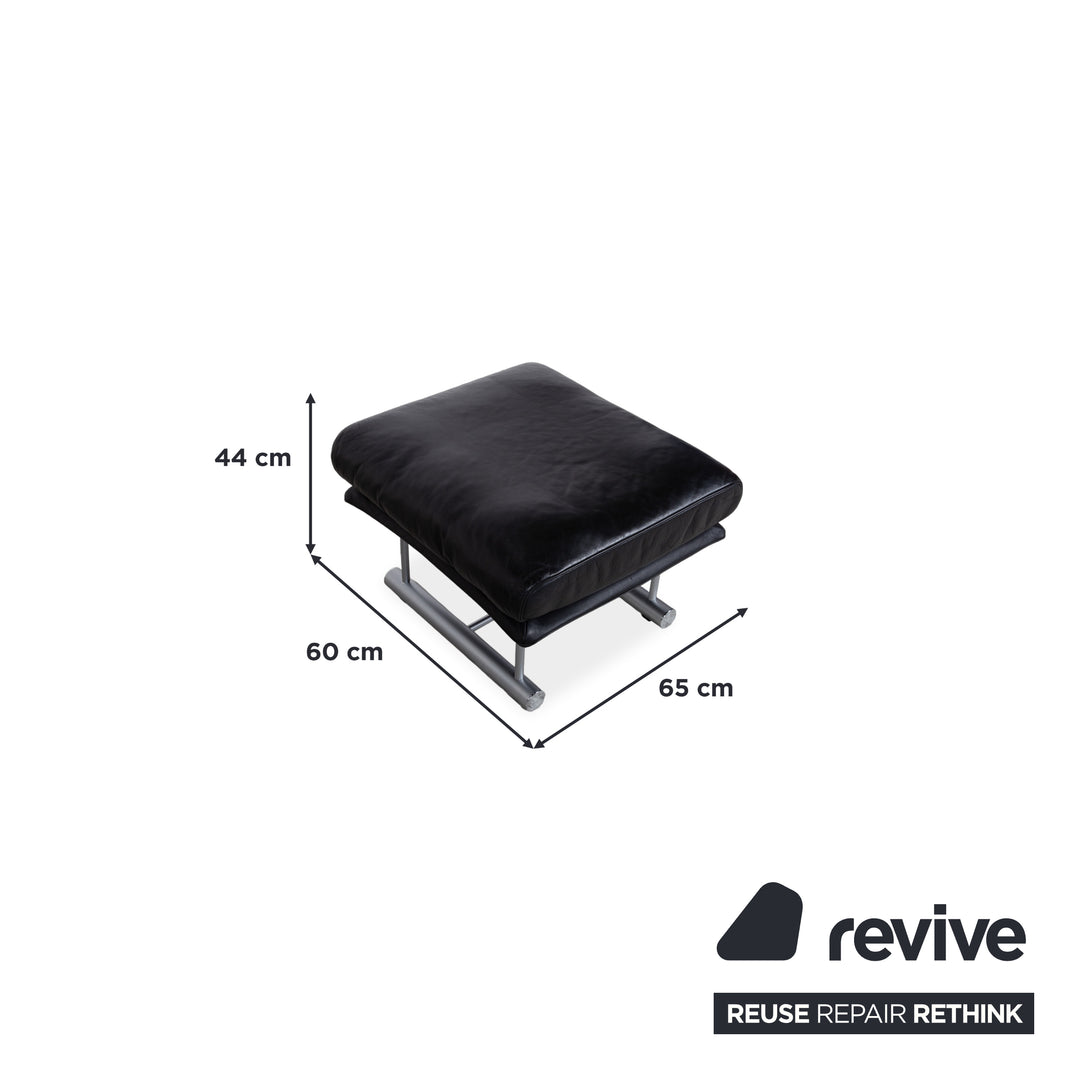 Rolf Benz 6500 Leather Armchair incl. Ottoman Black Metal
