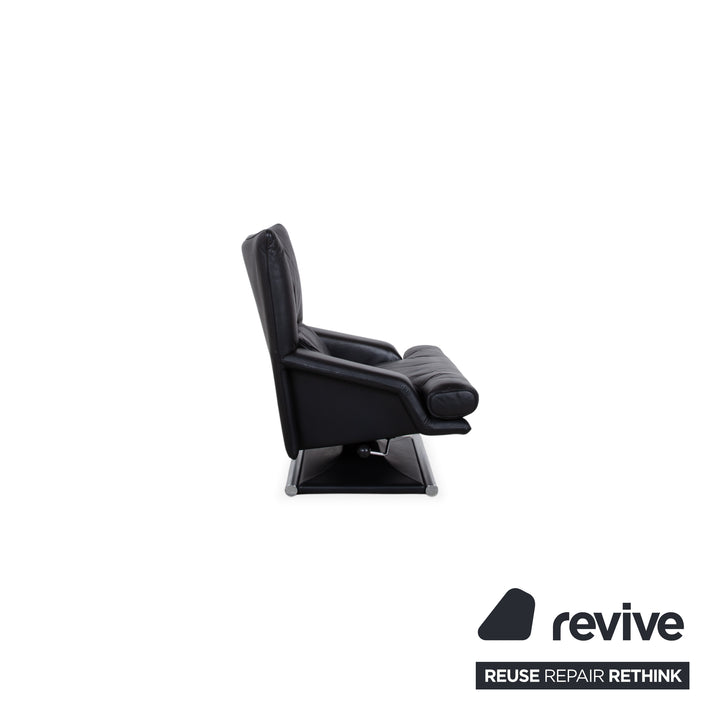 Rolf Benz 6500 Leather Armchair incl. Ottoman Black Metal
