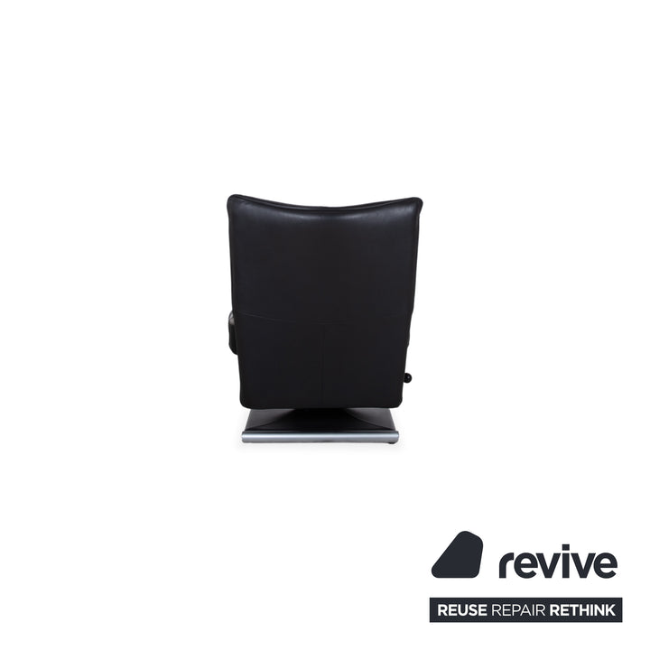 Rolf Benz 6500 Leather Armchair incl. Ottoman Black Metal