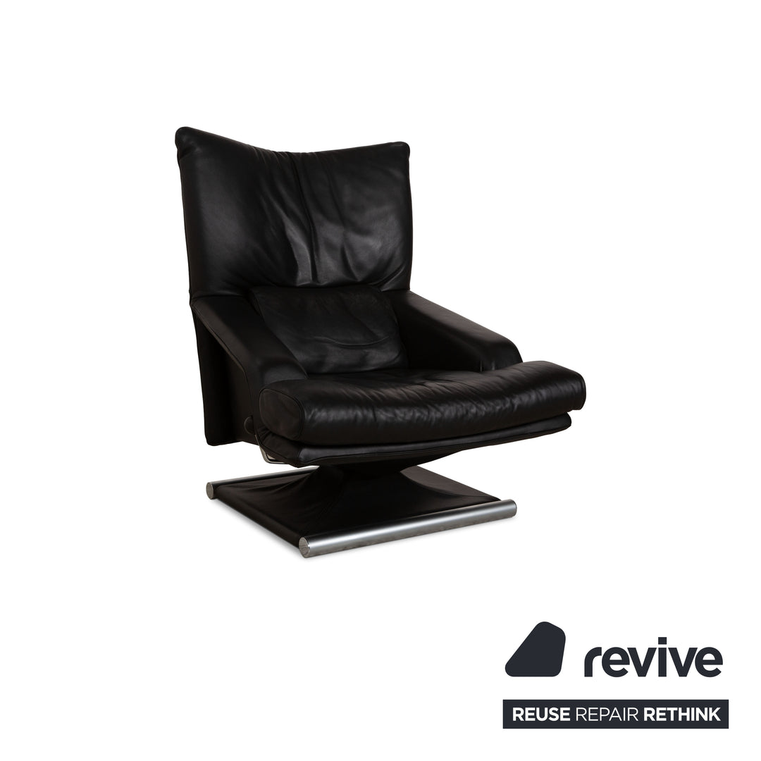 Rolf Benz 6500 Leather Armchair Black manual function