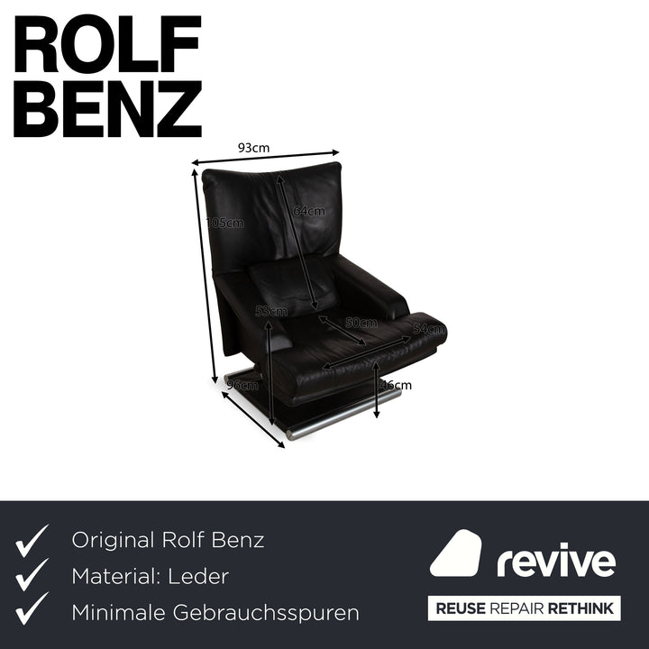 Rolf Benz 6500 Fauteuil en cuir Noir fonction manuelle