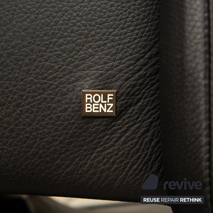 Rolf Benz 6500 Leather Armchair Black with manual swivel function Semi-aniline leather