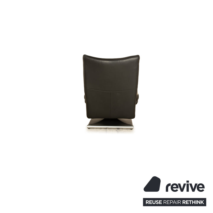 Rolf Benz 6500 Leather Armchair Black with manual swivel function Semi-aniline leather