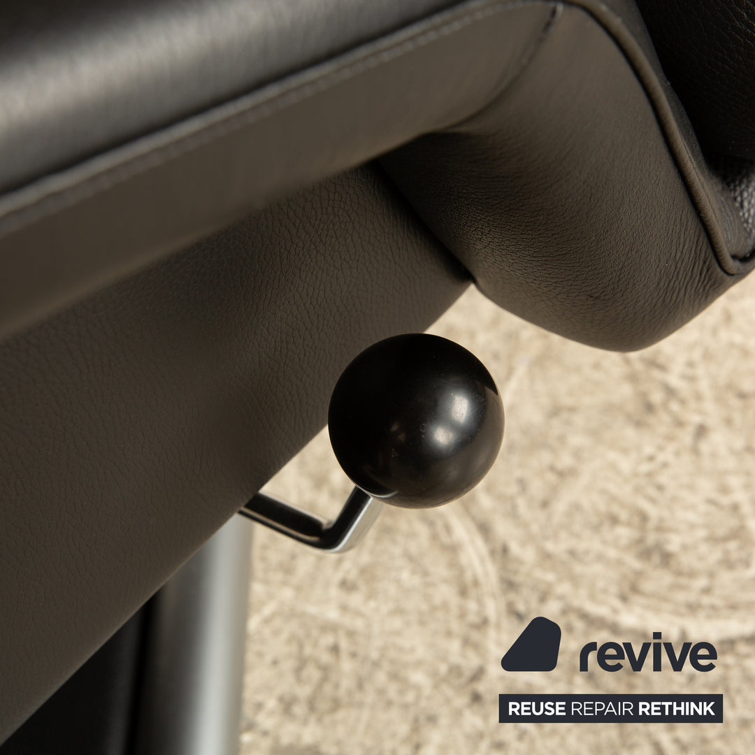 Rolf Benz 6500 Leather Armchair Black with manual swivel function Semi-aniline leather