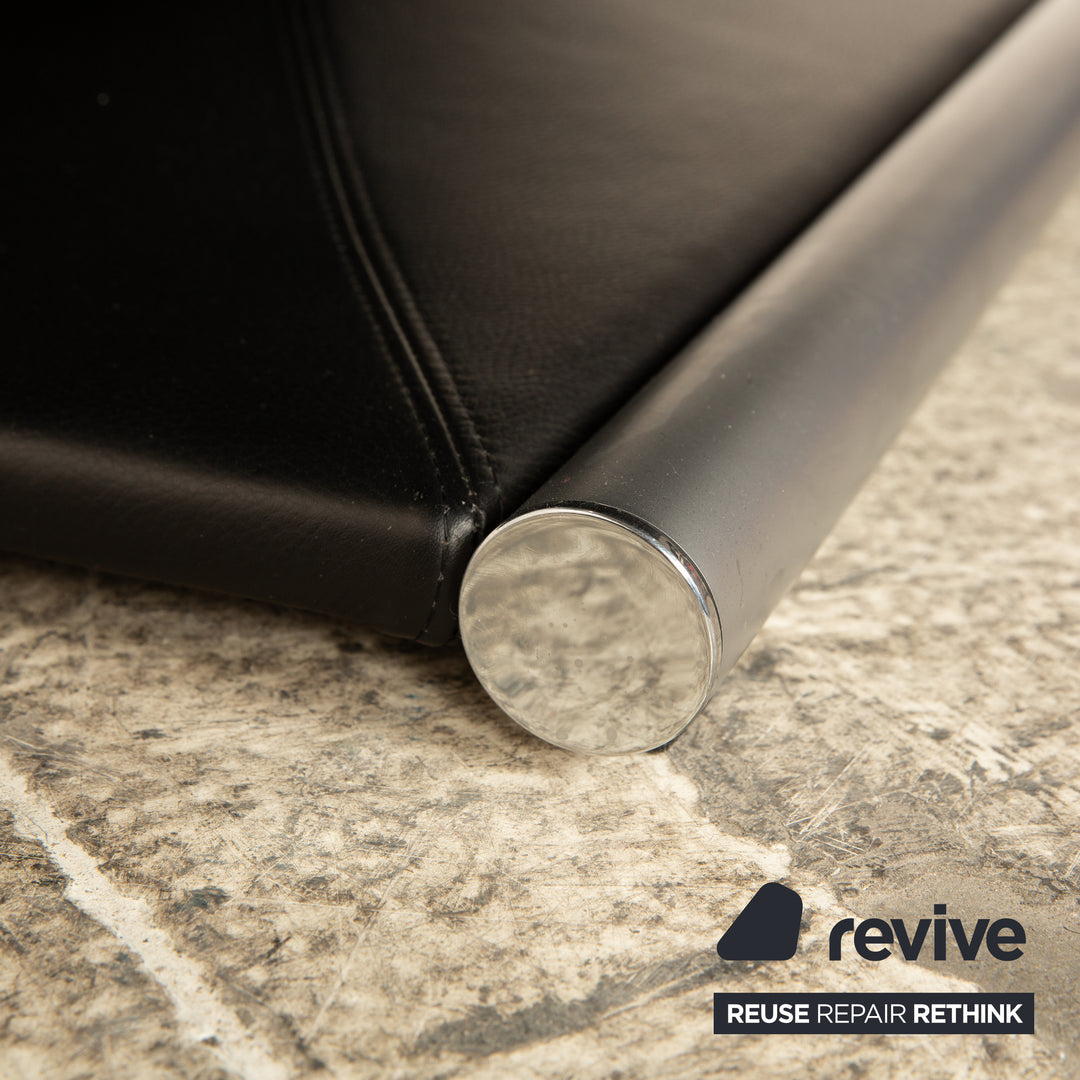 Rolf Benz 6500 Leather Armchair Black with manual swivel function Semi-aniline leather